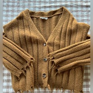 Cropped women’s sz L button up sweater